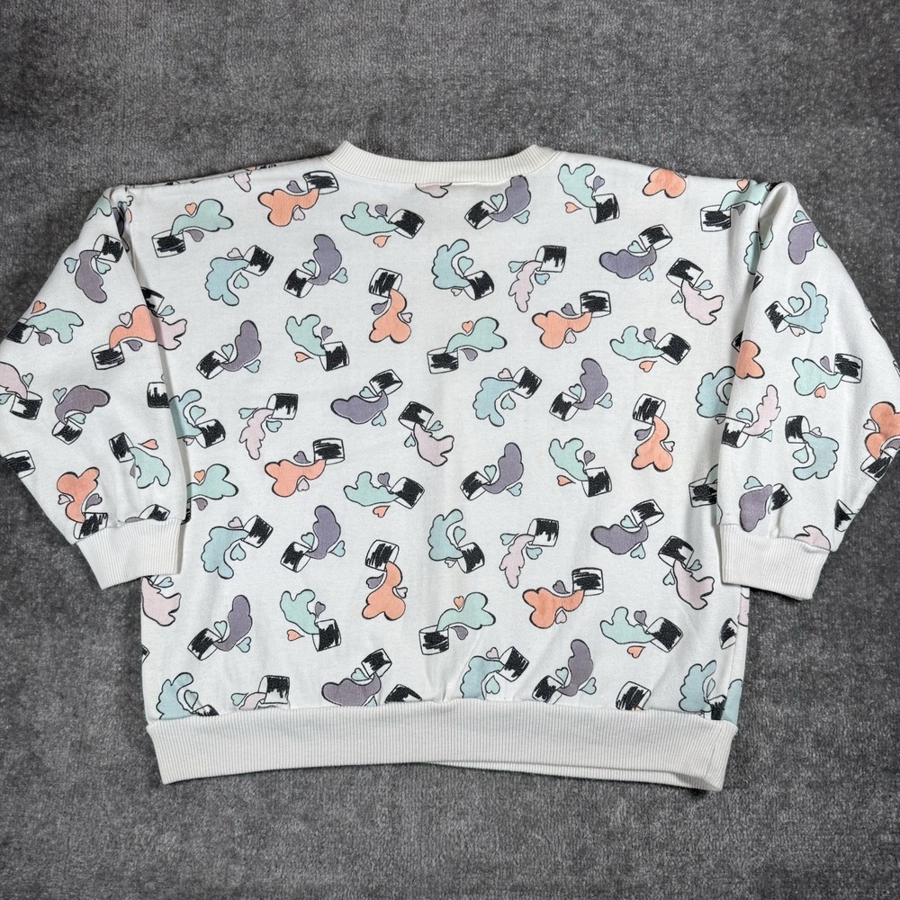 Vintage Crewneck Sweatshirt Women's XL White Paints Cans Splatter AOP - Picture 2 of 7